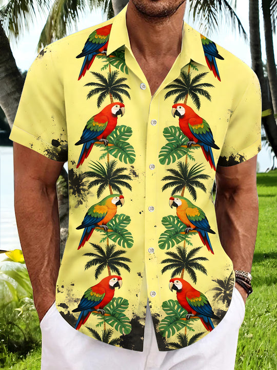 men's Hawaiian shirt front view tropical beach vacation