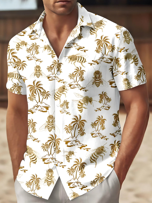men's multicolor Hawaiian short sleeve shirt front view tropical beach vacation