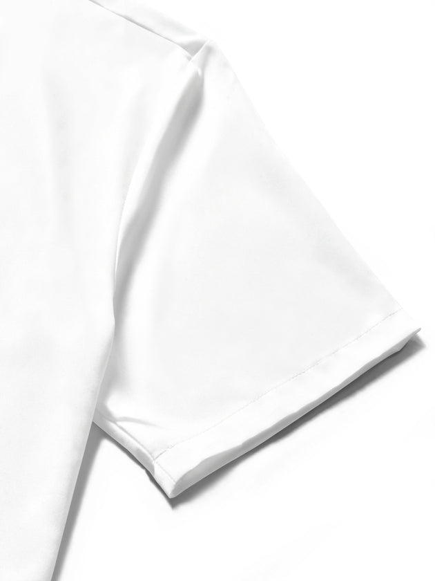 men's music print shirt close-up short sleeve