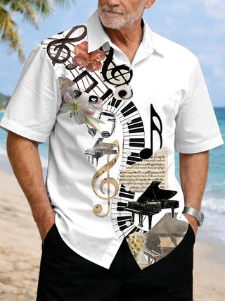 men's music print shirt front view
