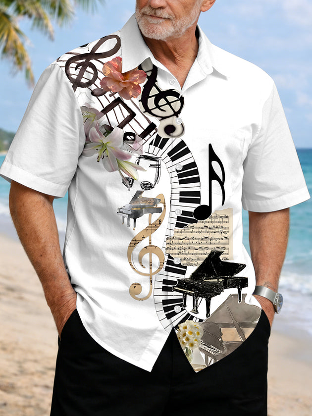 men's music print shirt front view