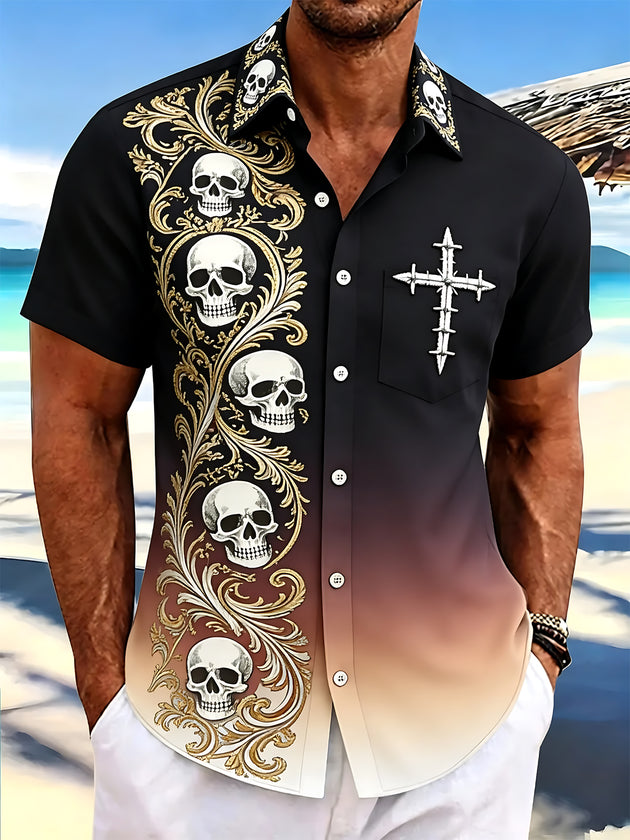 men's skull print shirt front view
