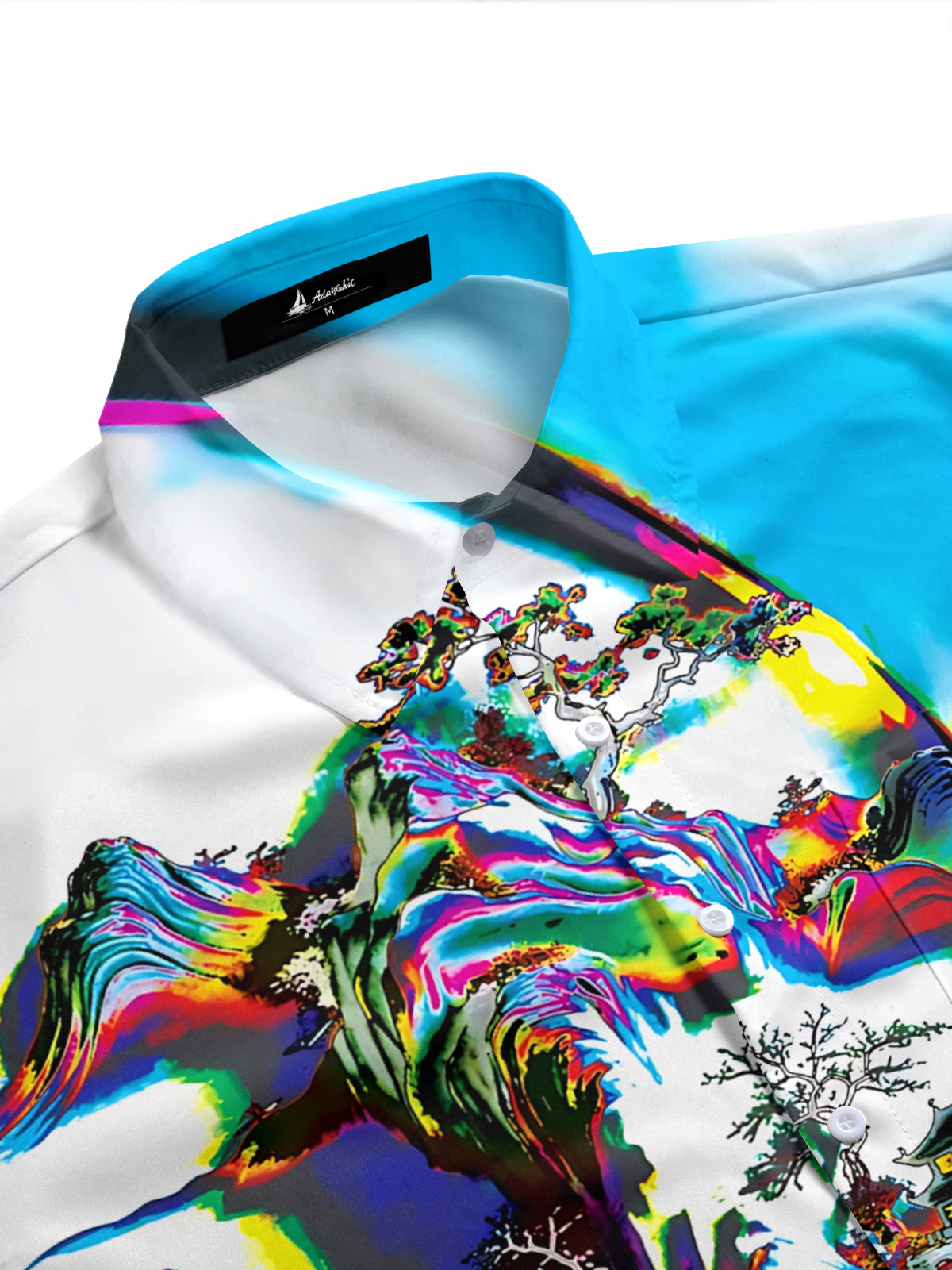 men's graphic art shirt side view