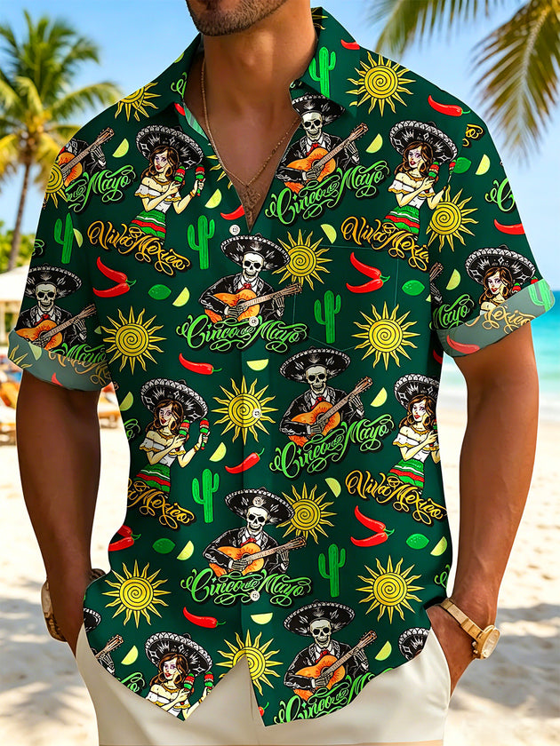 men's Hawaiian shirt front view tropical beach vacation