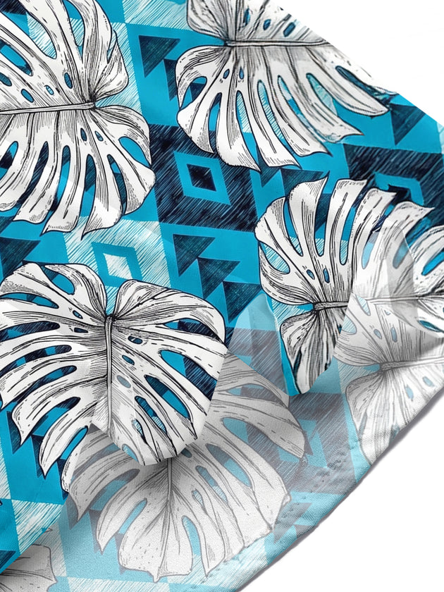 men's blue Hawaiian shirt tropical beach vacation