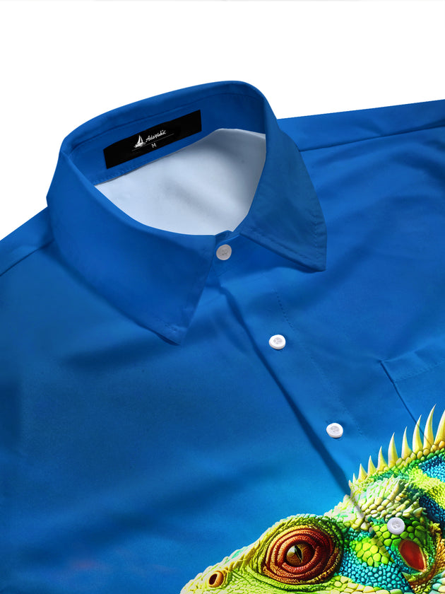 Men's half sleeve botanical portrait shirt side view