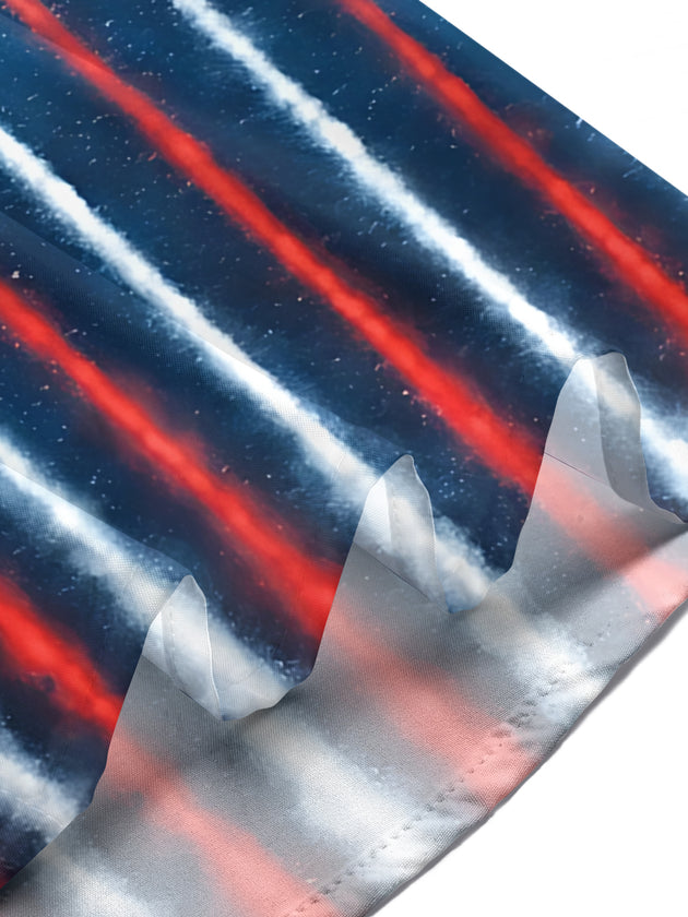 Men's American flag ocean print short sleeve shirt lifestyle photo for Independence Day