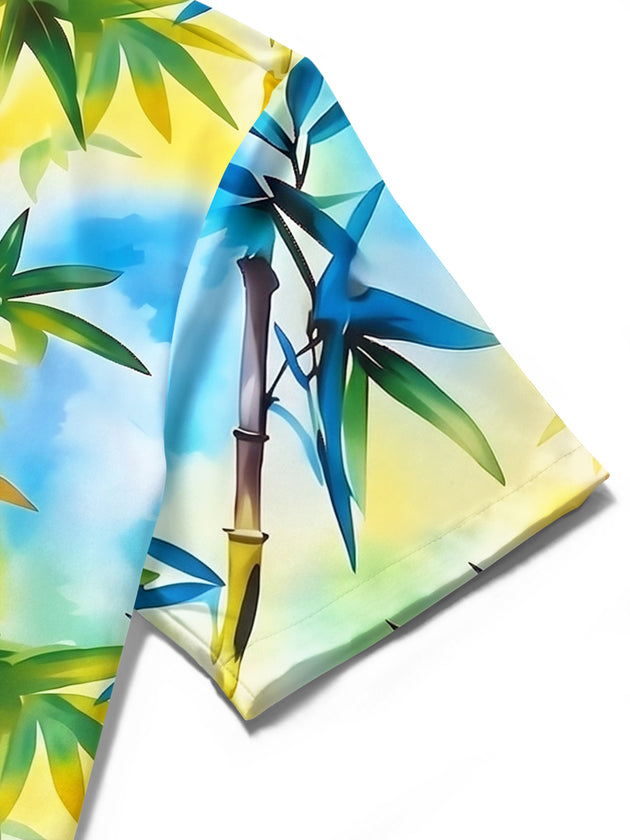 men's gradient print shirt close-up short sleeve
