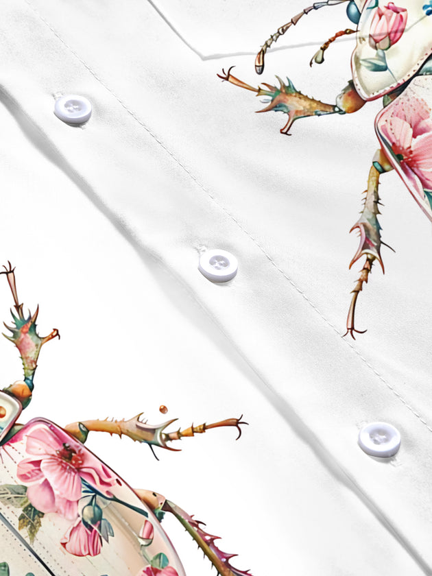 men's butterfly print short sleeve flat lay shirt