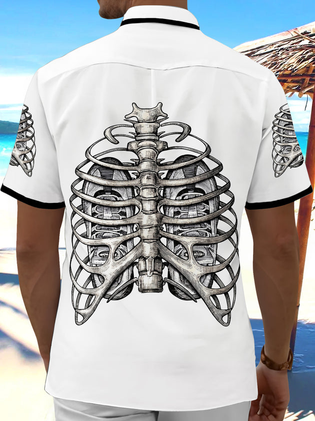 men's skeleton pattern shirt back view