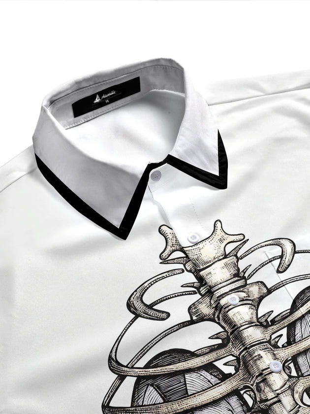 men's gothic print shirt side view