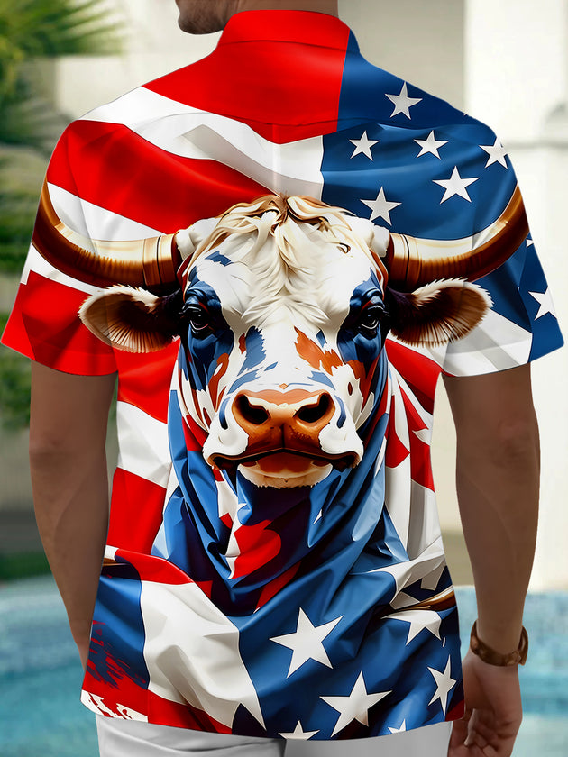 men's patriotic print shirt back view