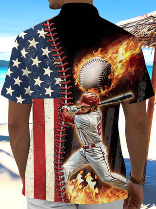 Men's patriotic print short sleeve shirt back view