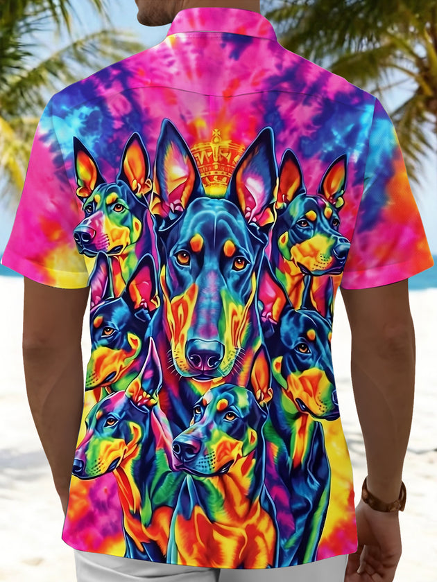 men's puppy pattern shirt back view