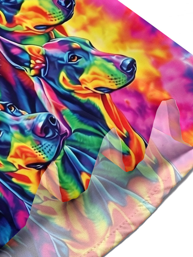 men's dog print shirt summer vacation