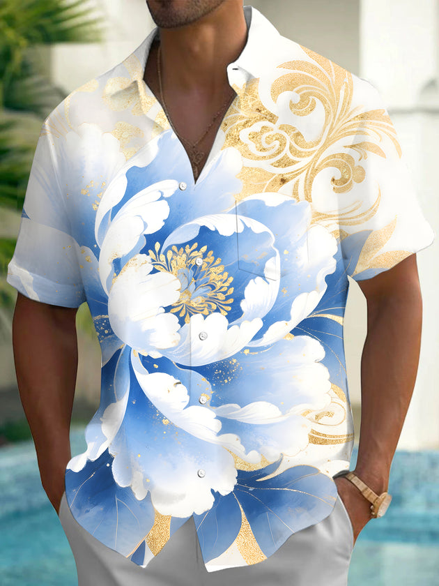 men's floral shirt front view