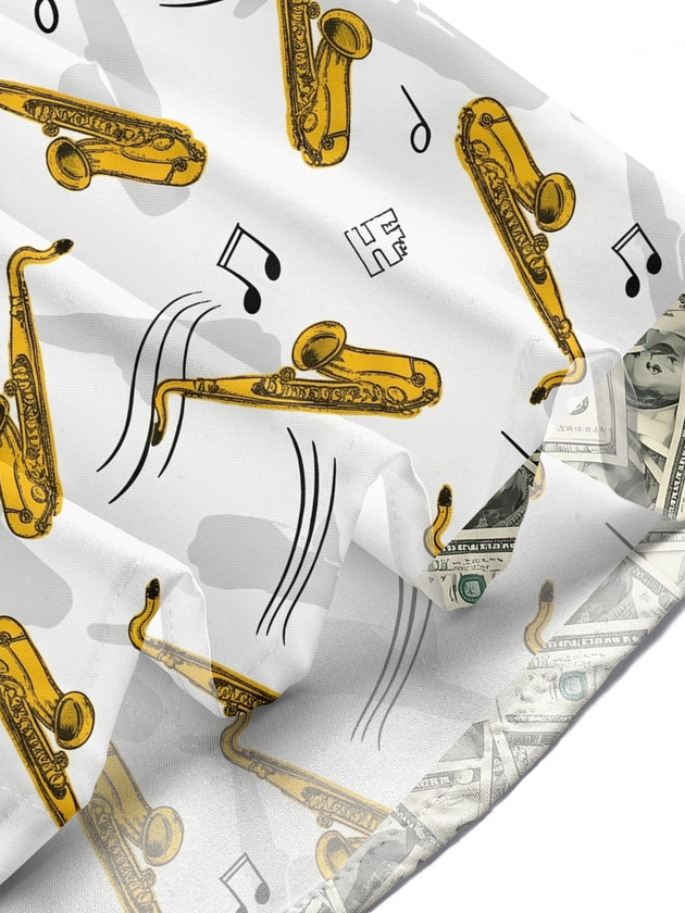 men's music print shirt summer vacation