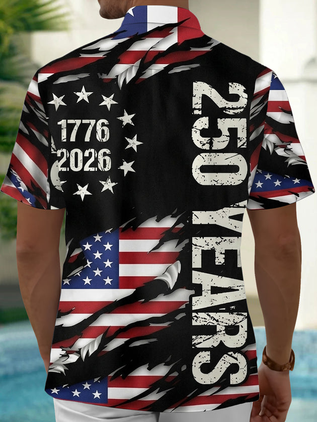 men's patriotic print shirt back view