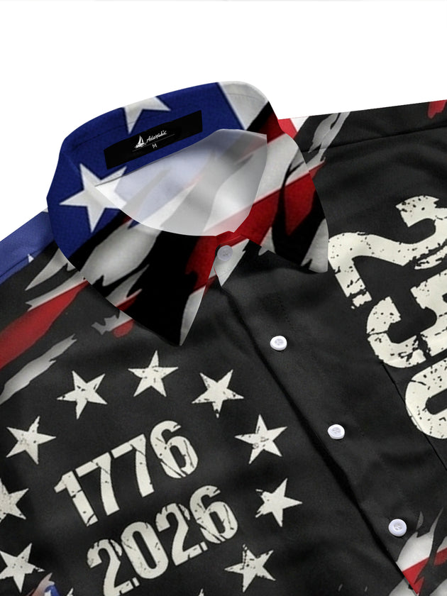 men's USA print shirt side view