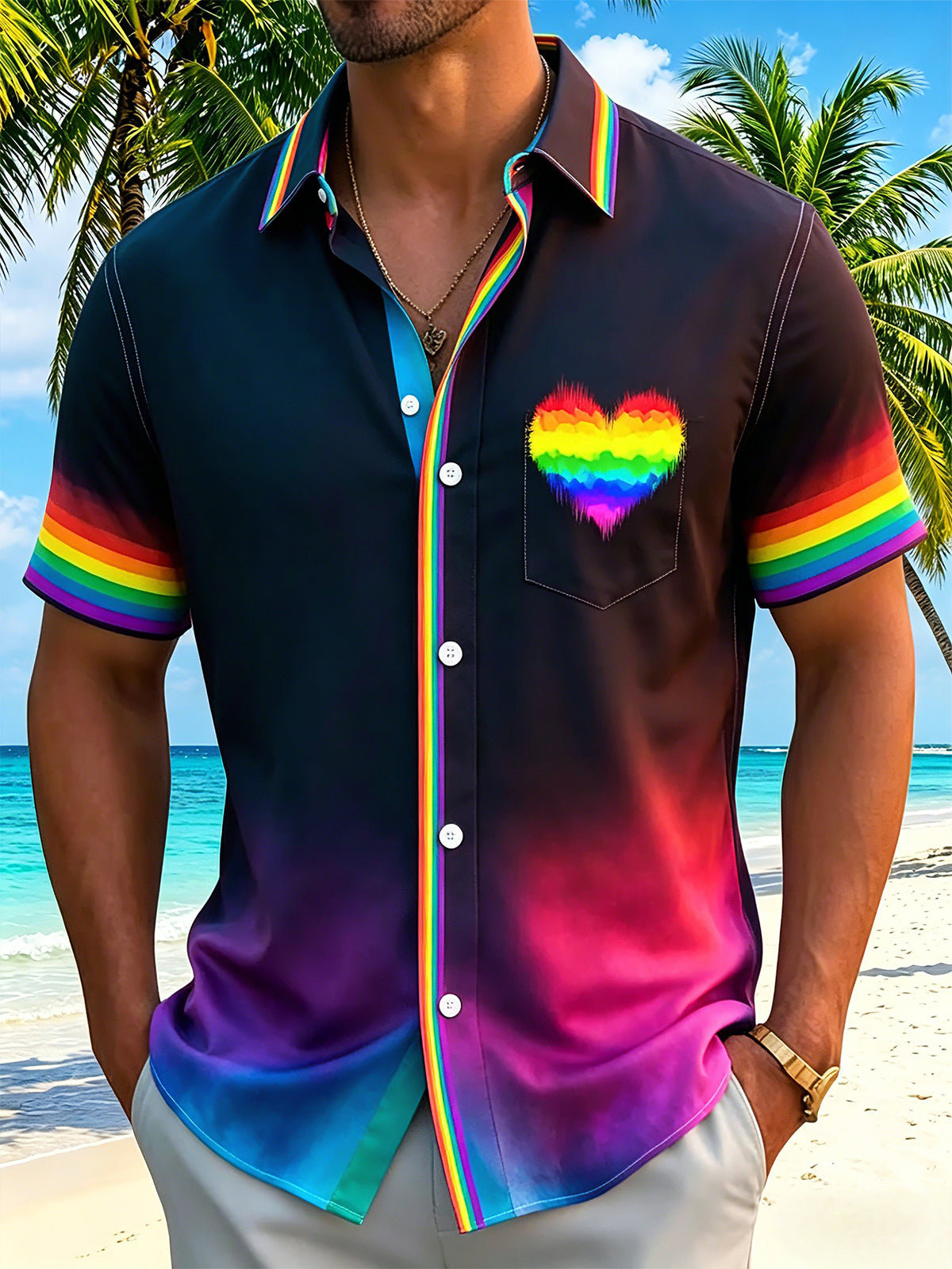 men's gradient print shirt front view