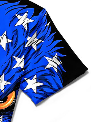 men's eagle print shirt close-up short sleeve