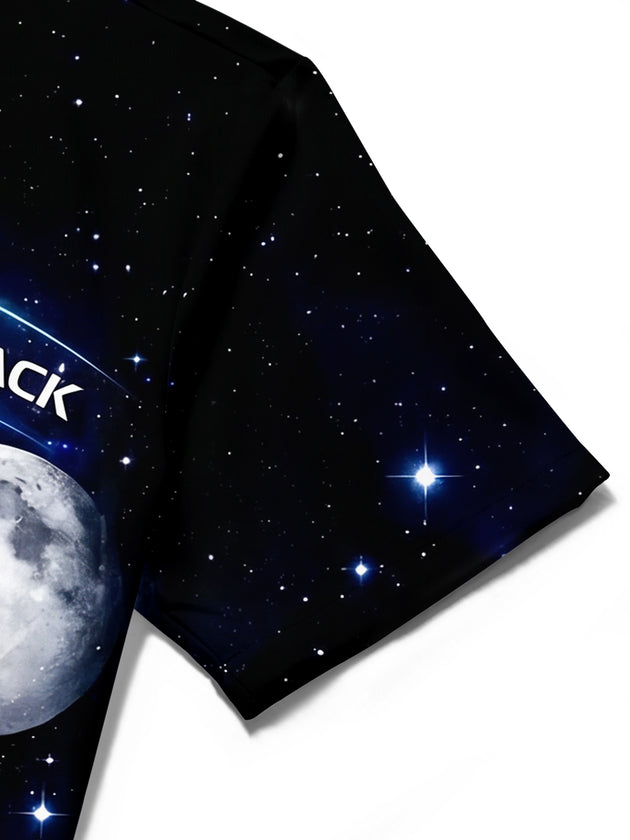 men's art print shirt close-up short sleeve