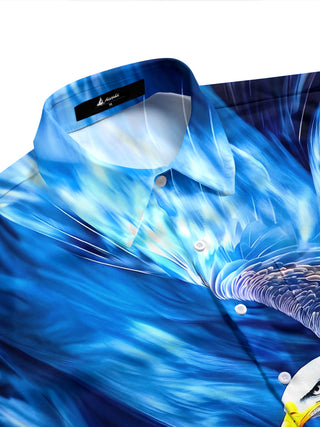 Men's eagle print short sleeve shirt side view