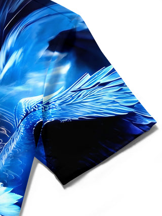 men's eagle print shirt close-up short sleeve