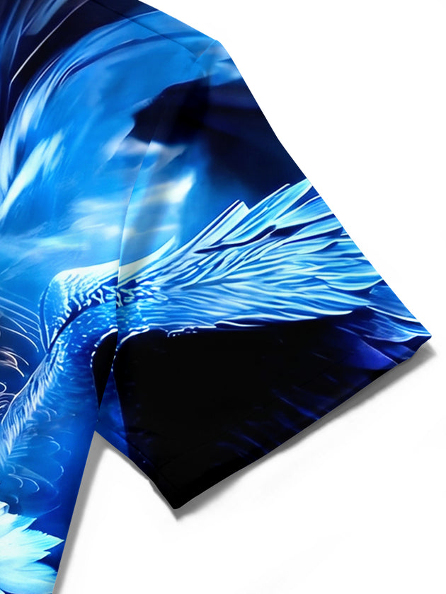 men's eagle print shirt close-up short sleeve