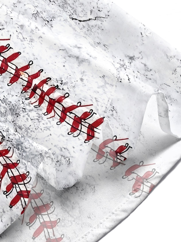 Baseball Print Men's Pocket Short Sleeve Shirts