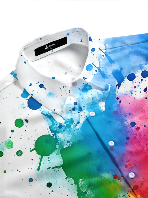 men's art print shirt side view