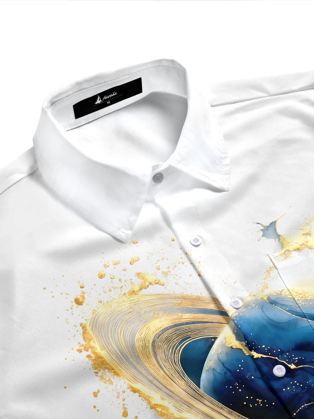 men's graphic art shirt side view