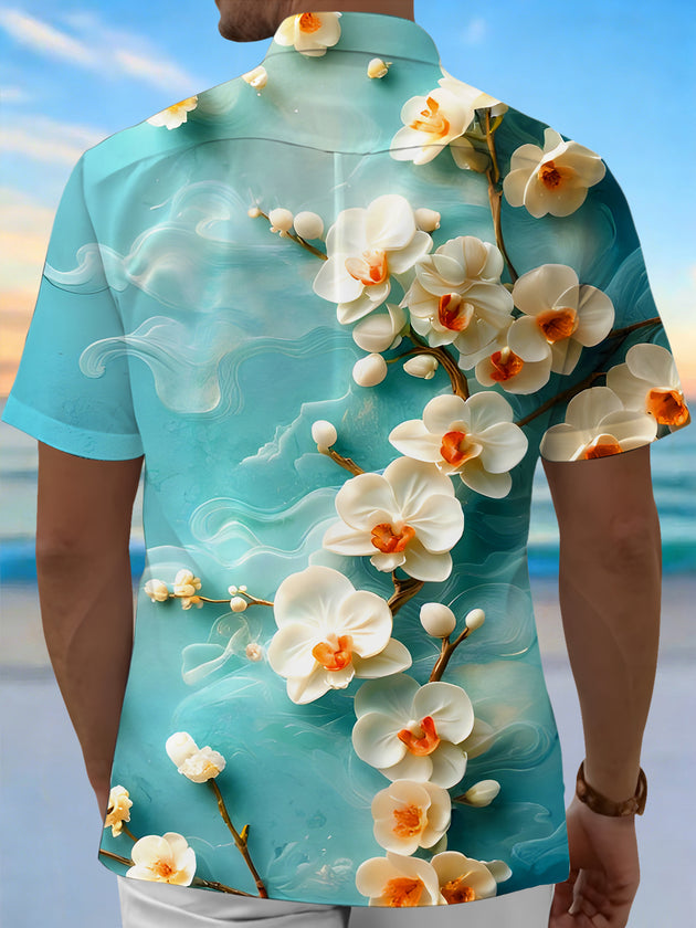 men's flower print shirt back view