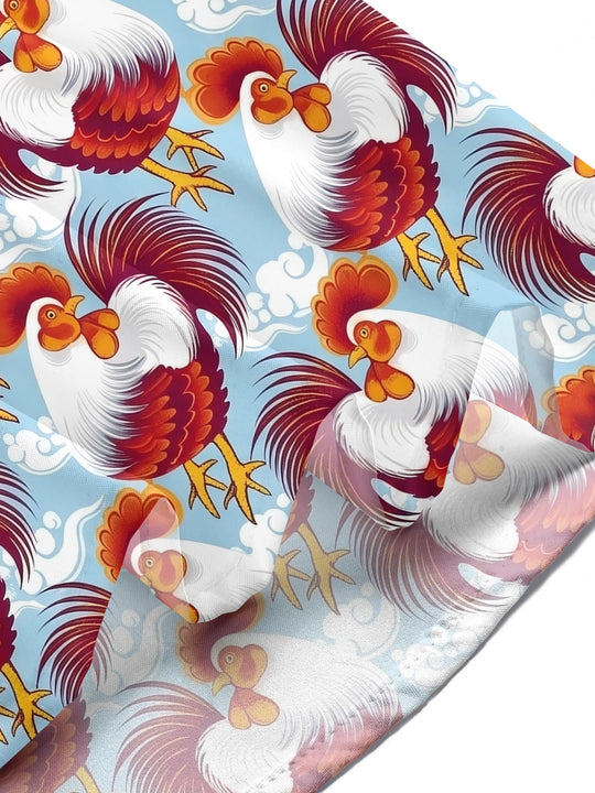 Rooster Print Men's Pocket Short Sleeve Shirts