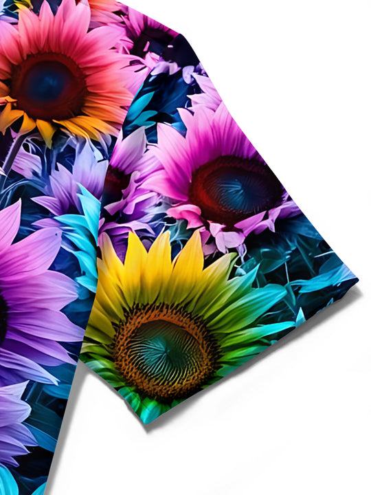 Sunflower Print Men's Pocket Short Sleeve Shirts