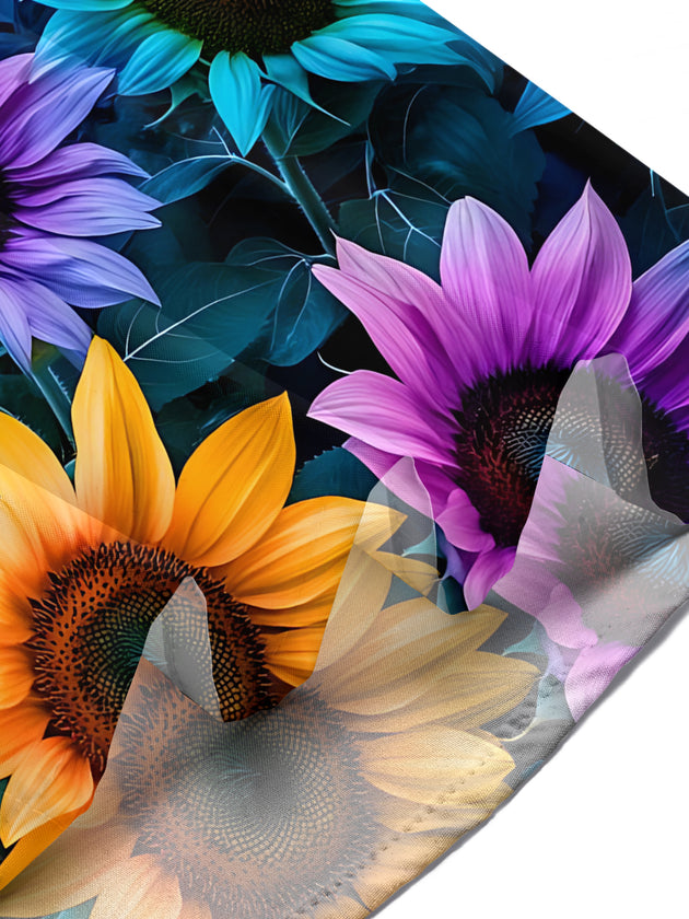 Sunflower Print Men's Pocket Short Sleeve Shirts