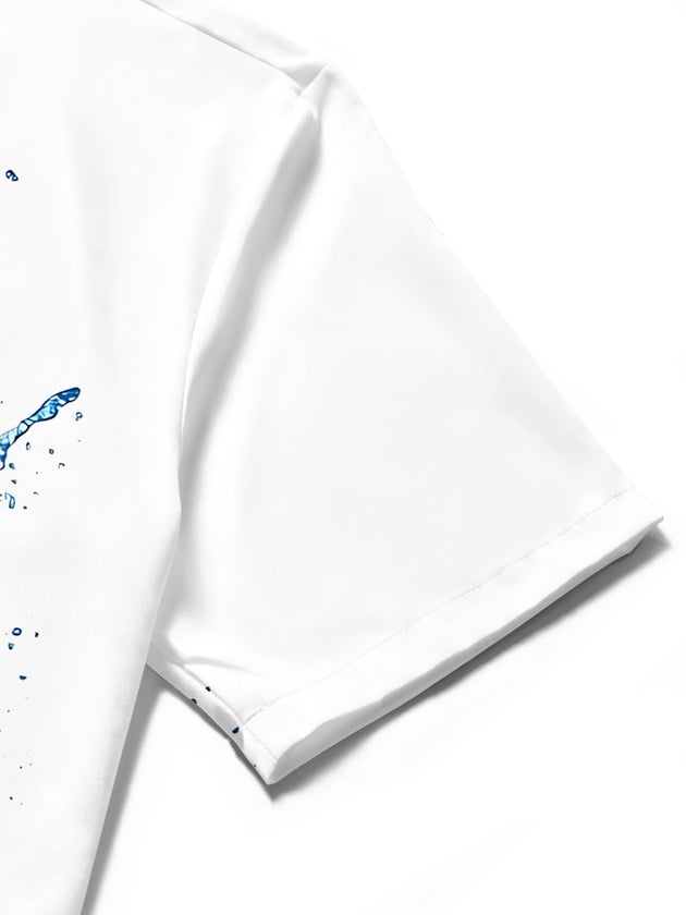 Turtle Print Men's Pocket Short Sleeve Shirts