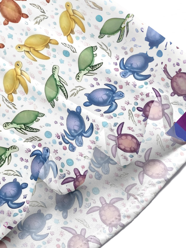 Pride Month Turtle Hawaiian Print Men's Pocket Short Sleeve Shirts