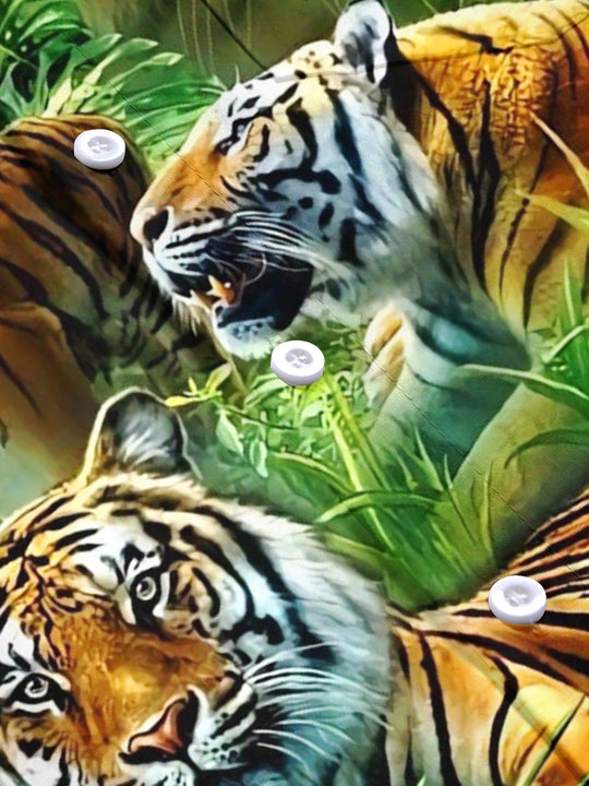 Tiger Print Men's Pocket Short Sleeve Shirts