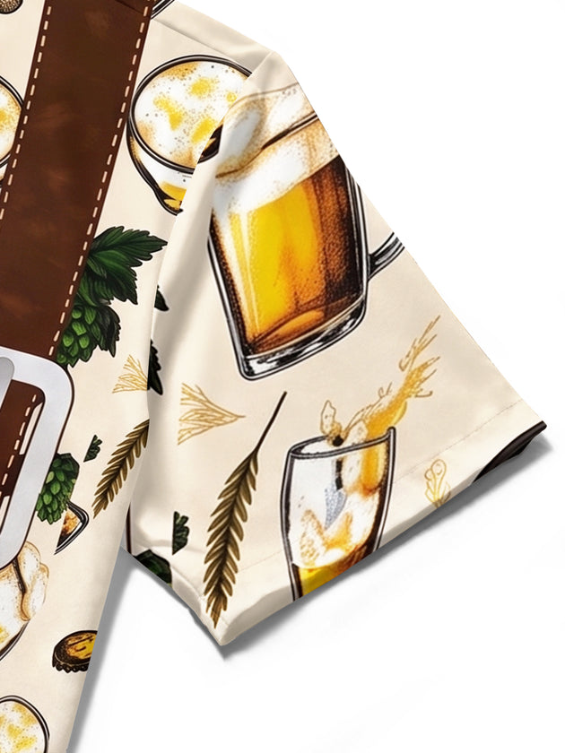 Fun Oktoberfest Beer Traditional Suspender Men's Pocket Short Sleeve Shirts