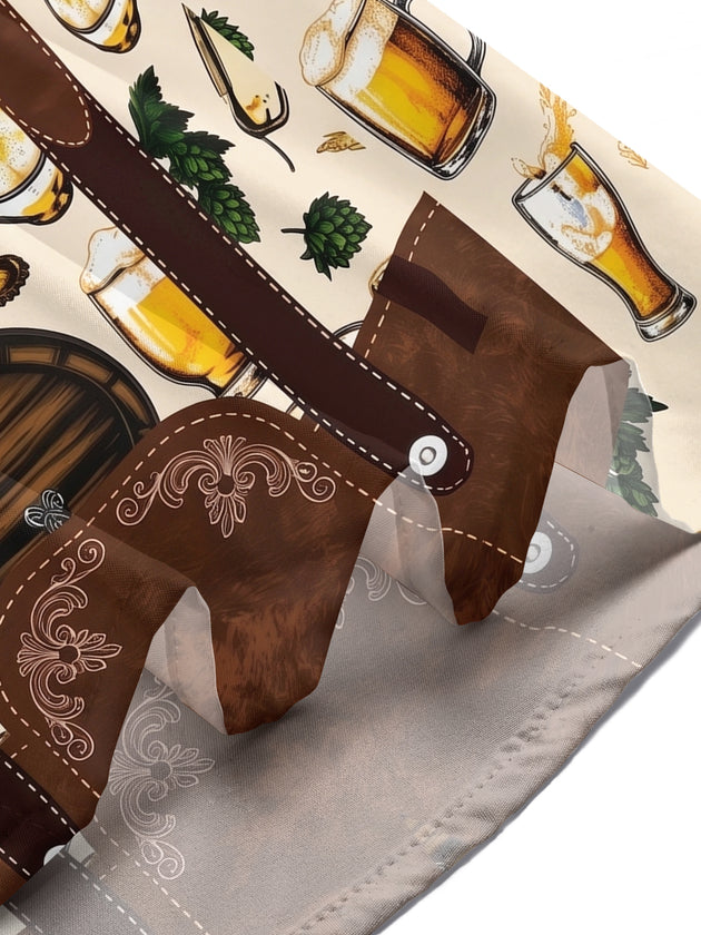 Fun Oktoberfest Beer Traditional Suspender Men's Pocket Short Sleeve Shirts