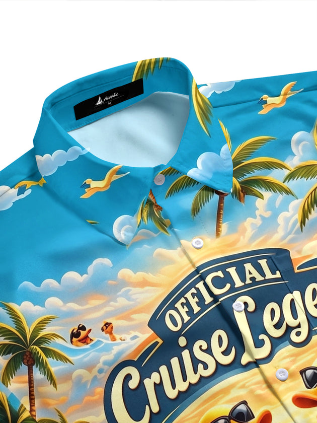 Hawaiian Fun Cruise Legend Vacation Duck Men's Pocket Short Sleeve Shirts