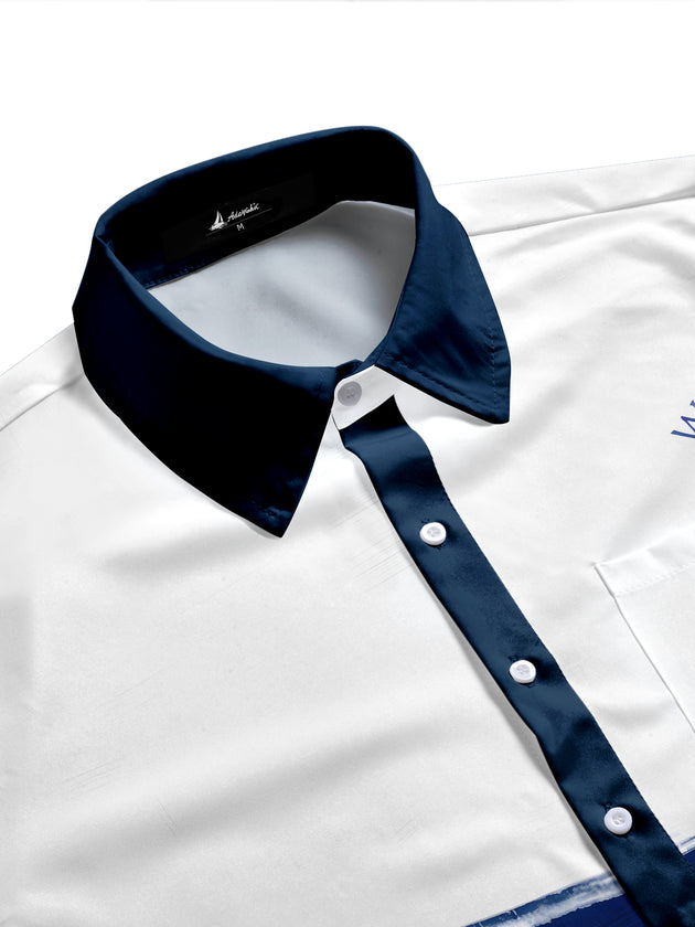 Nautical Anchor Pattern Striped Men's Pocket Short Sleeve Shirts