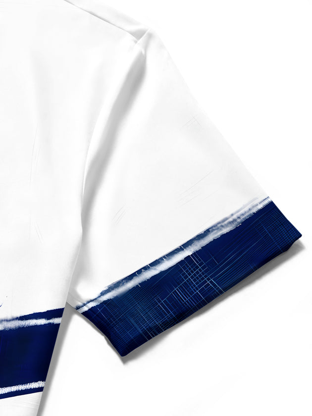 Nautical Anchor Pattern Striped Men's Pocket Short Sleeve Shirts
