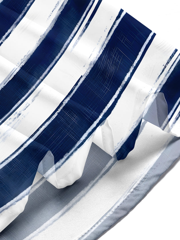 Nautical Anchor Pattern Striped Men's Pocket Short Sleeve Shirts