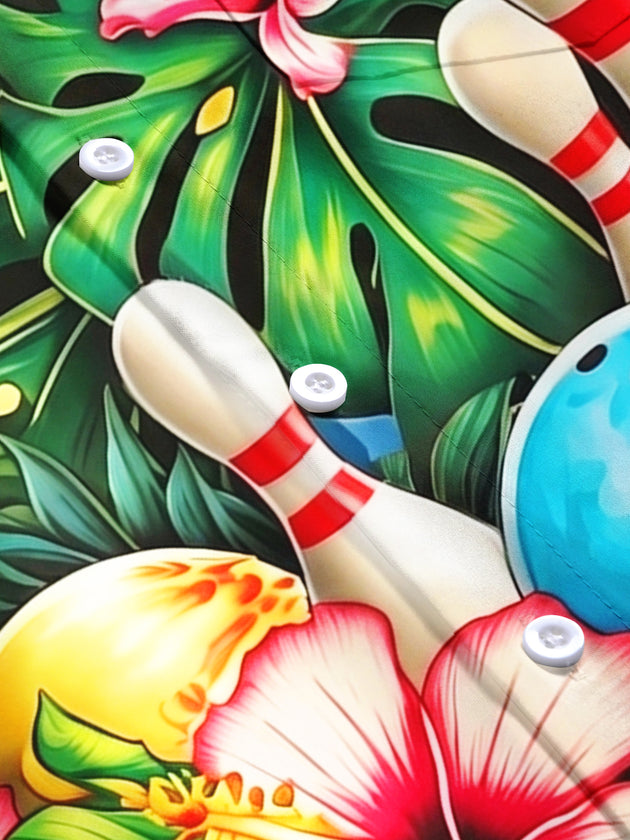 Hawaiian Tropical Floral Bowling Men's Pocket Short Sleeve Shirts