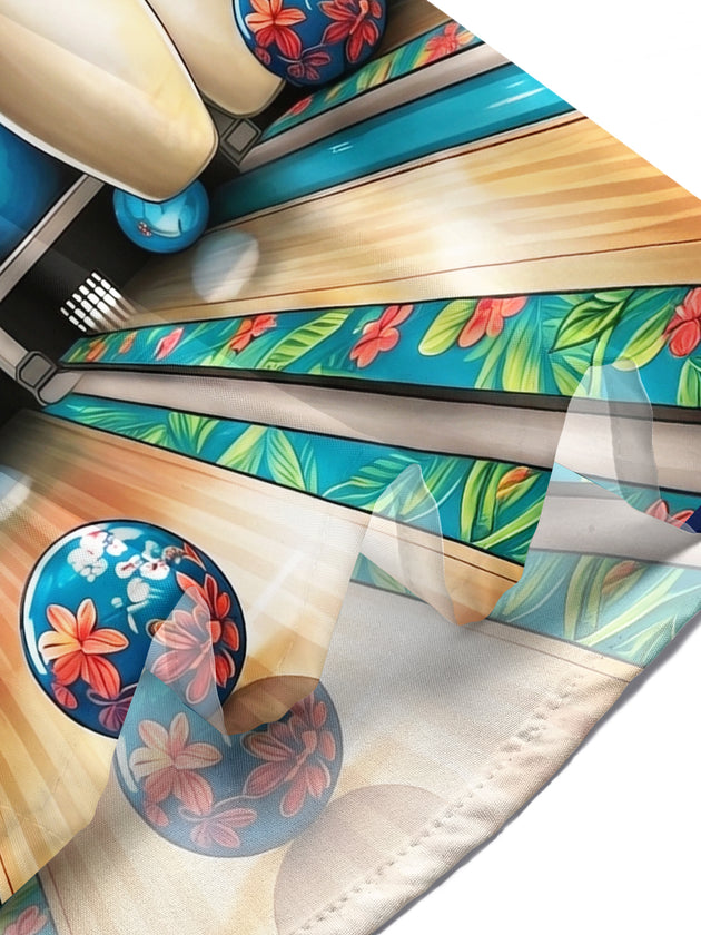 Hawaiian Tropical Floral Bowling Men's Pocket Short Sleeve Shirts