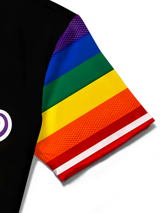 Pride Month Colorful Striped Men's Short Sleeve Baseball Jersey