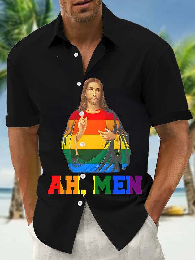 Jesus Men's Pocket Short Sleeve Shirts