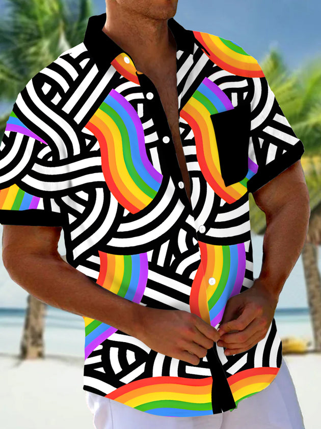 Geometry Pride Month Men's Pocket Short Sleeve Shirts